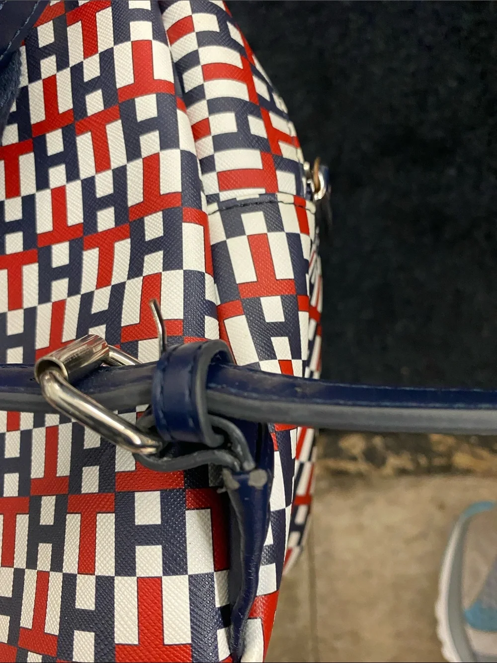 Tommy Hilfiger Red, Navy & White Monogram Pattern Backpack Unisex)